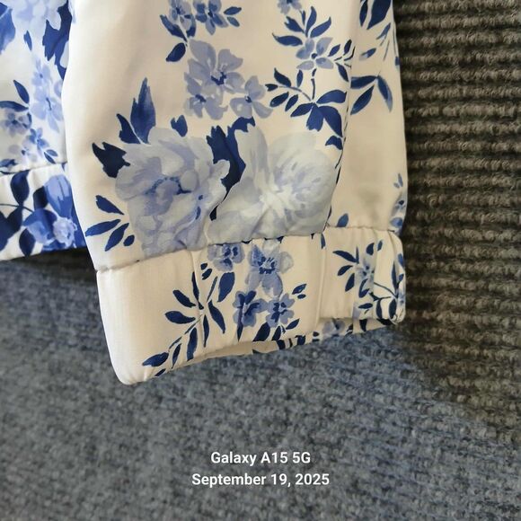 TORRID Bomber Jacket Nylon Plus Size 2 2X White & Blue Floral Full Zip Womens - Picture 7 of 8